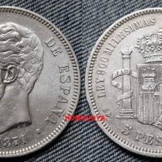 Monedas de España: BONITA MONEDA DE 5 PESETAS PLATA AMADEO I 1871*1871. PESO 24,64 GR. EN EBC-.. Lote 364497951