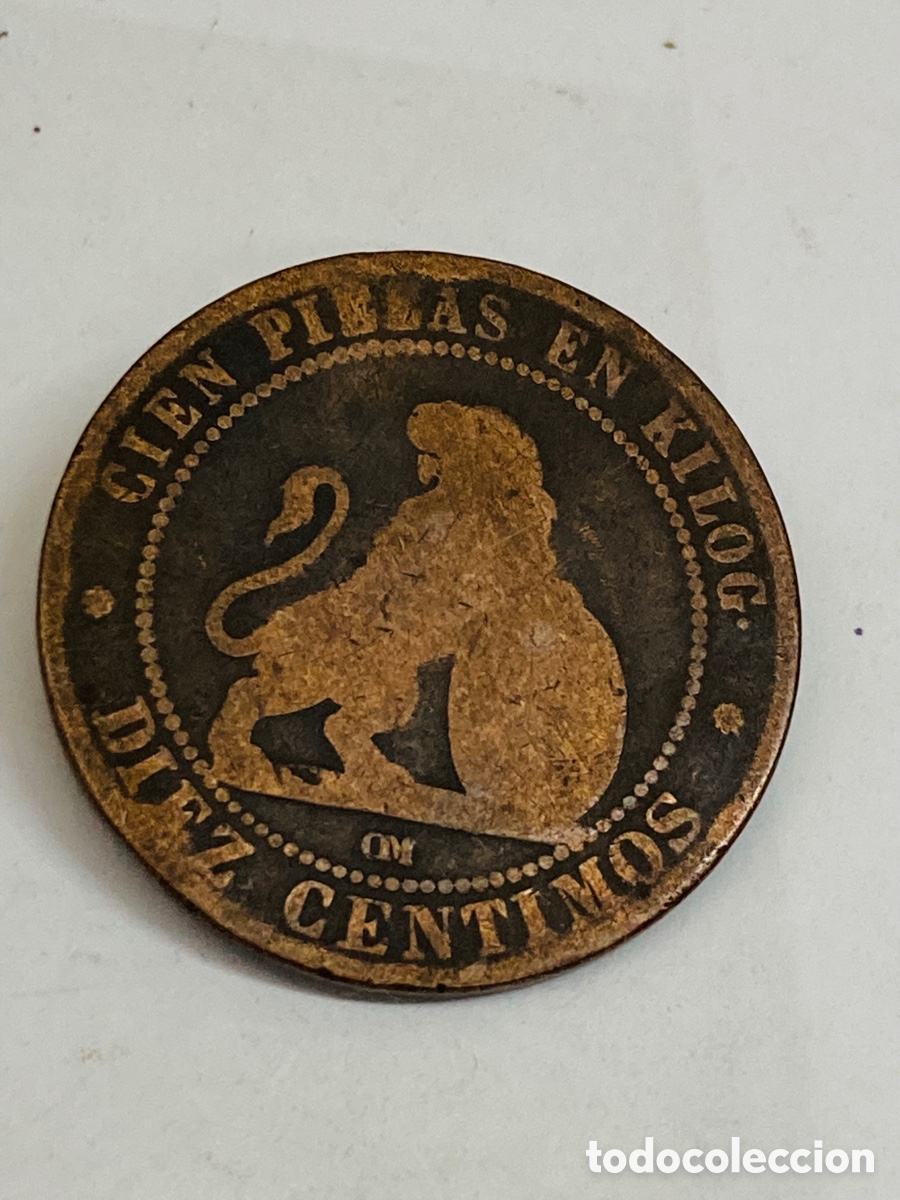 Monedas de Espa&ntilde;a: Moneda de diez c&eacute;ntimos 1870 - Foto 1