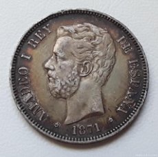 Monedas de España: AMADEO I 5 PESETAS PLATA 1871 *18-74 DEM MBC PÁTINA OSCURA.. Lote 365192541
