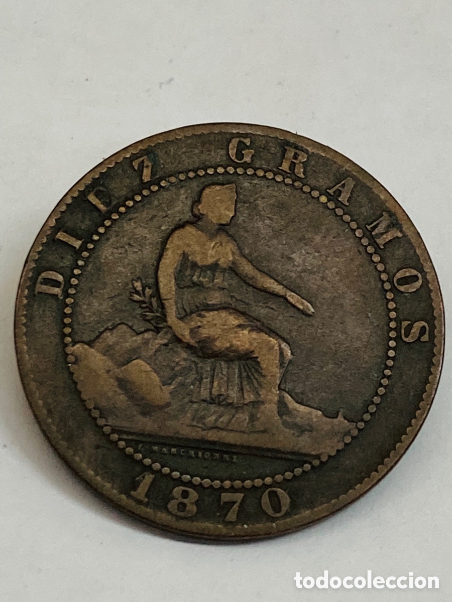 Monedas de Espa&ntilde;a: Moneda de diez c&eacute;ntimos 1870 - Foto 2