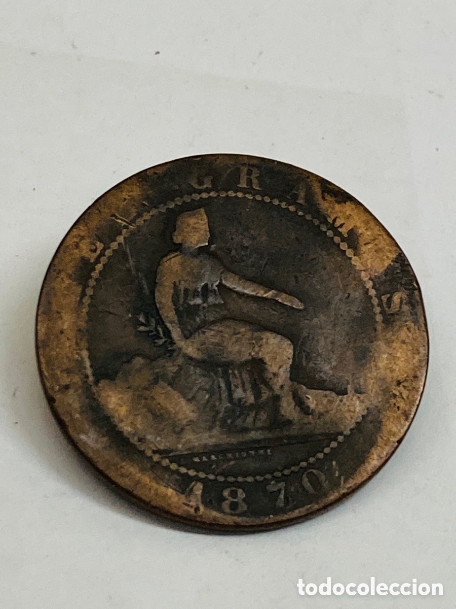 Monedas de Espa&ntilde;a: Moneda de diez c&eacute;ntimos 1870 - Foto 2