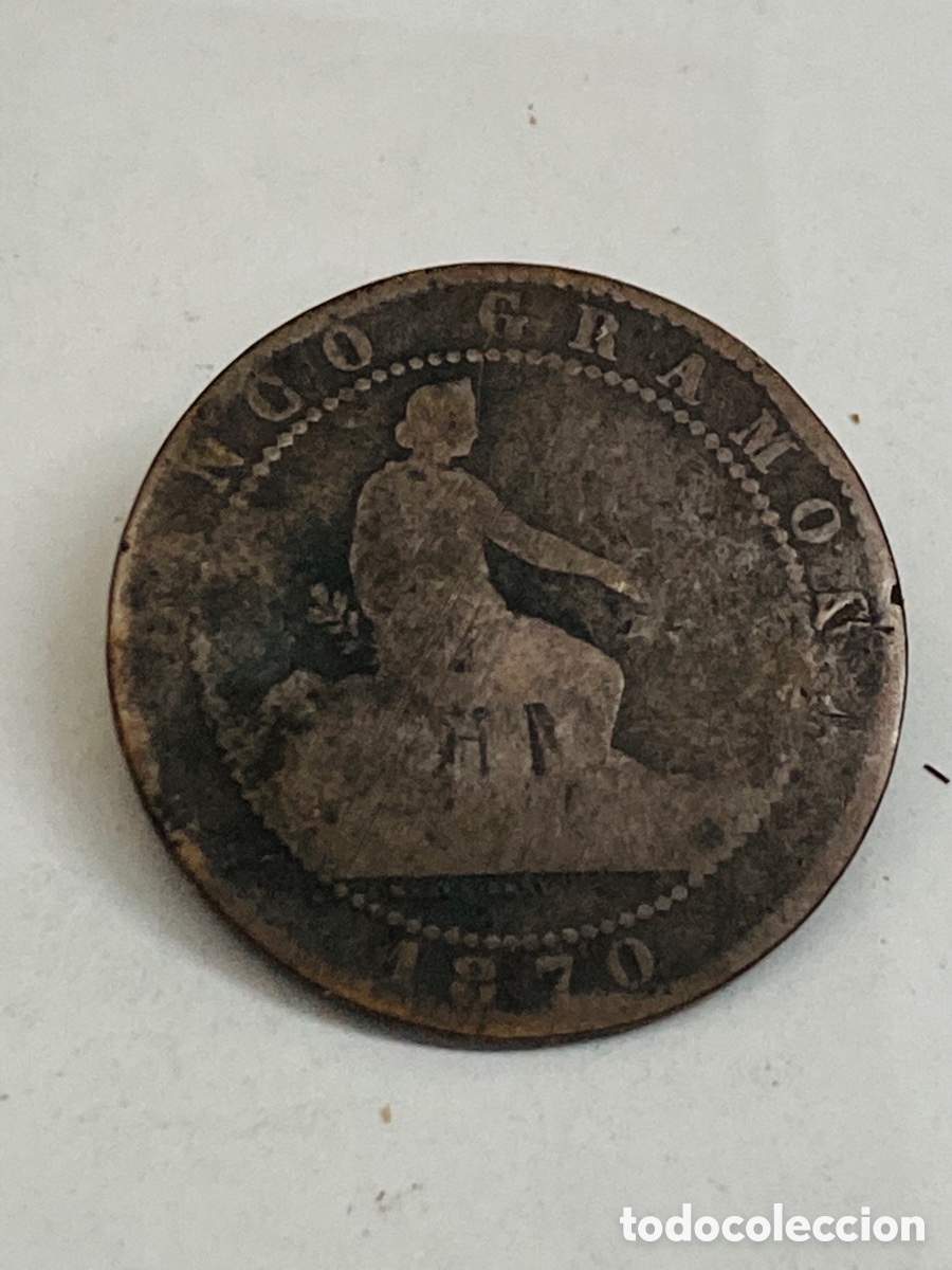 Monedas de Espa&ntilde;a: Moneda de 5 c&eacute;ntimos 1870 - Foto 2