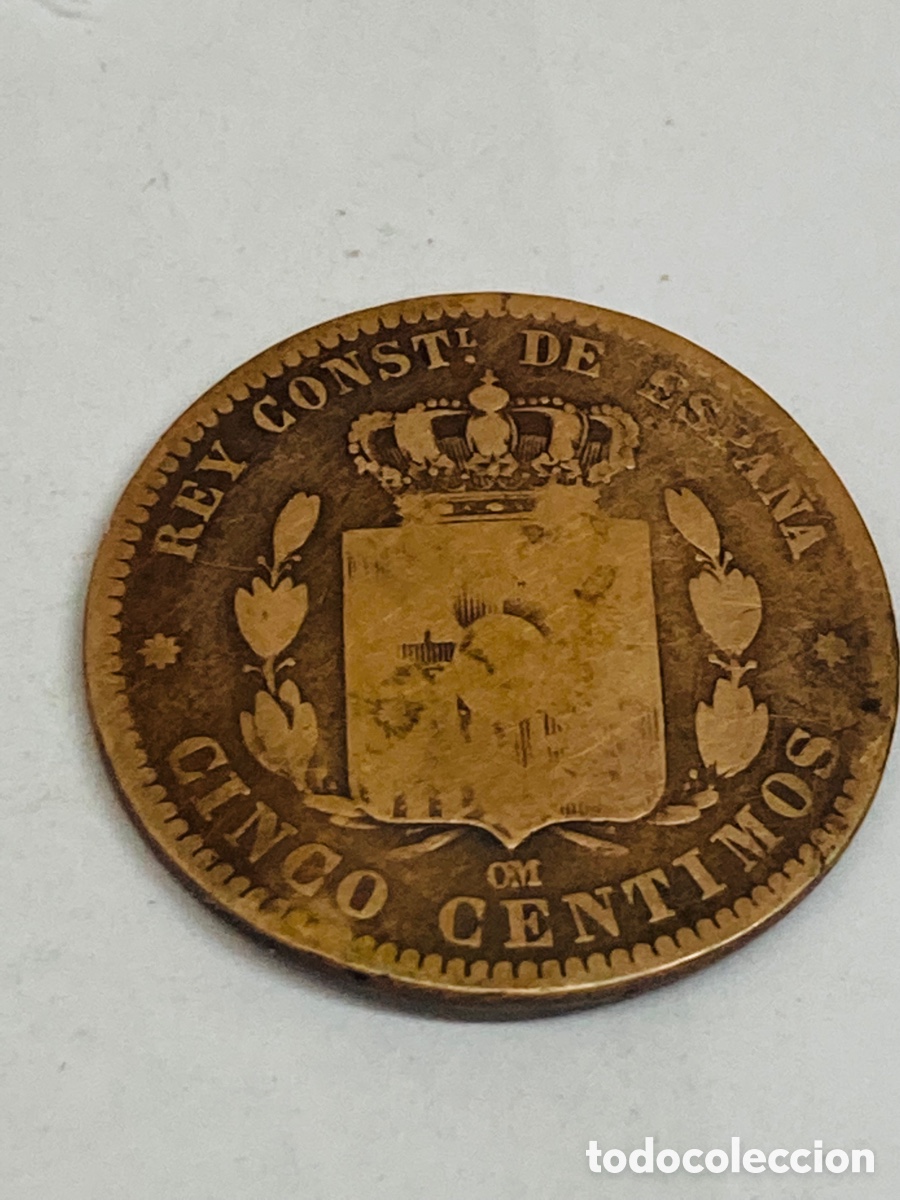 Monedas de Espa&ntilde;a: Moneda de 5 c&eacute;ntimos 1878 - Foto 2