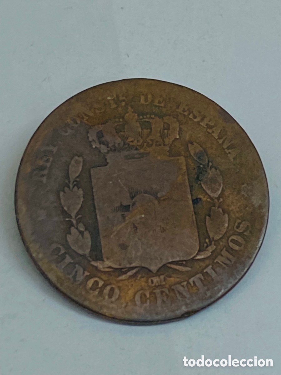 Monedas de Espa&ntilde;a: Moneda de 5 c&eacute;ntimos 1878 - Foto 2