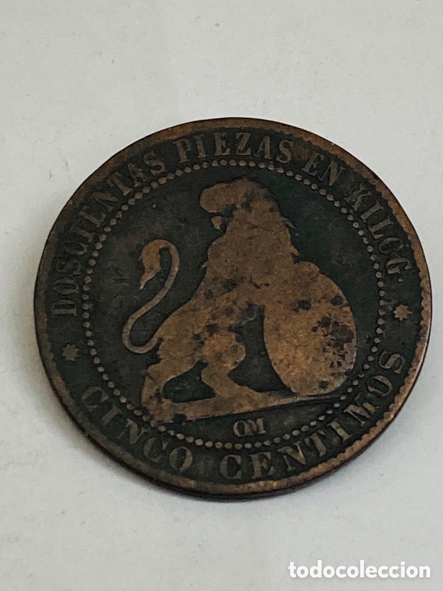 Monedas de Espa&ntilde;a: Moneda de 5 c&eacute;ntimos 1870 - Foto 2