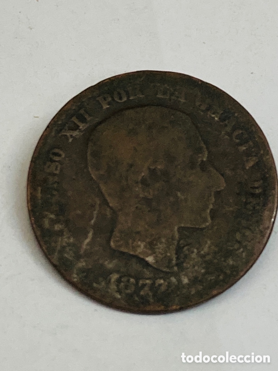 Monedas de Espa&ntilde;a: Moneda de 5 c&eacute;ntimos 1877 - Foto 2