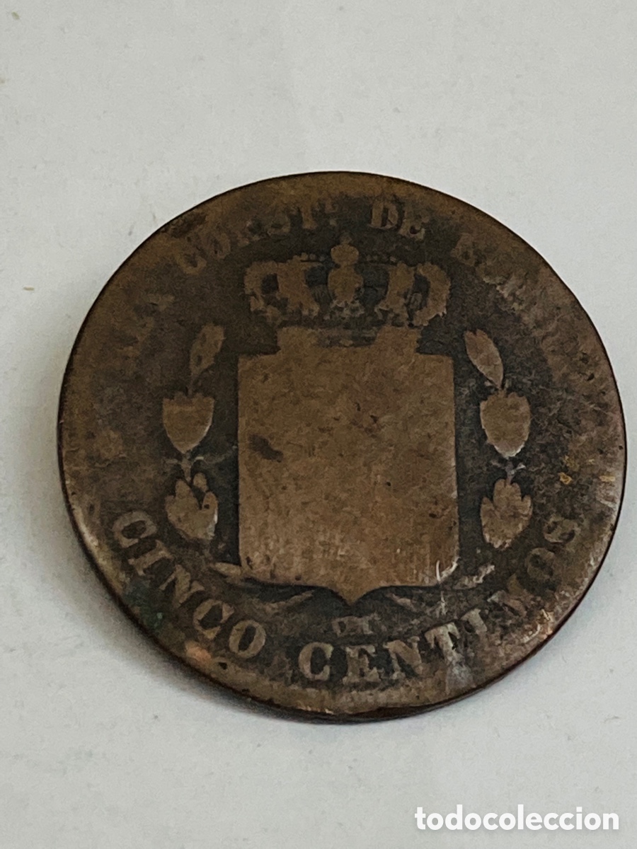 Monedas de Espa&ntilde;a: Moneda de 5 c&eacute;ntimos 1877 - Foto 2