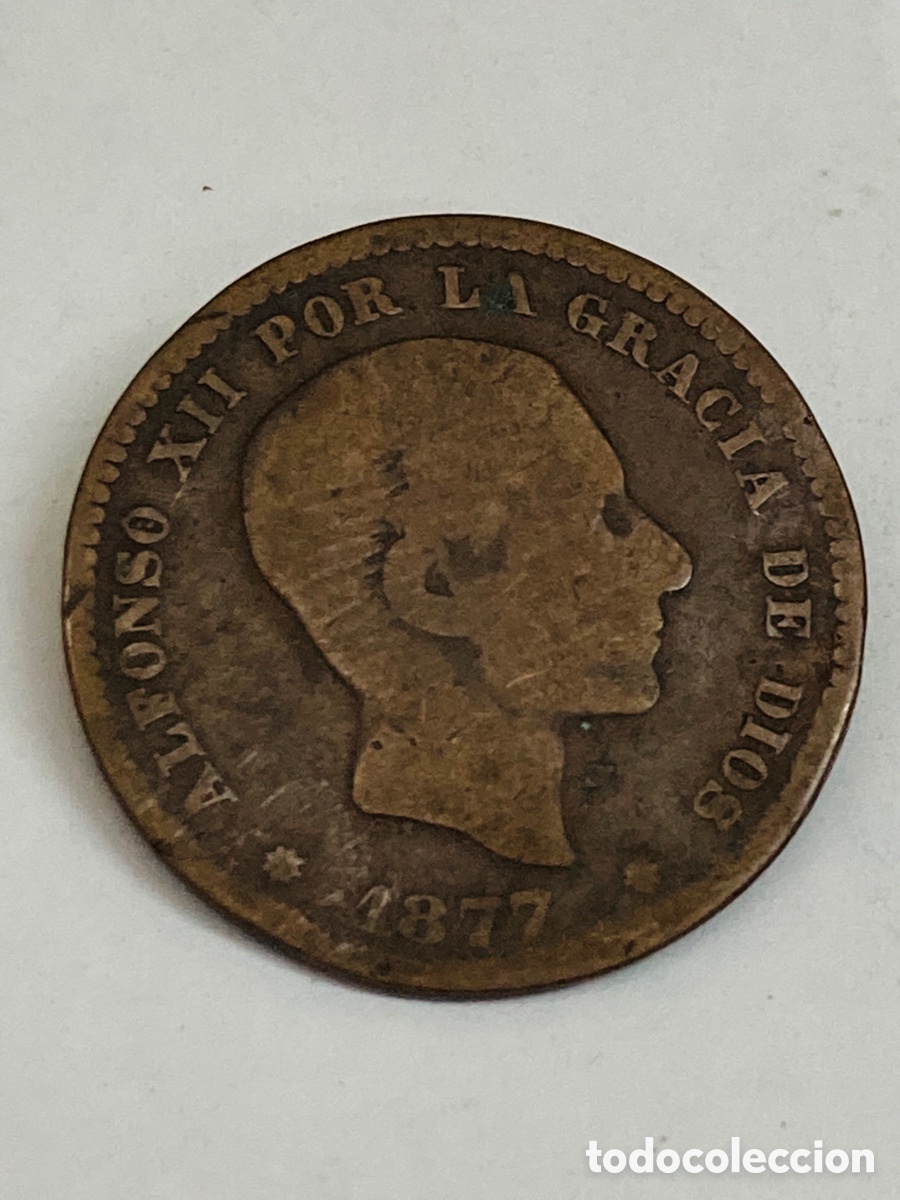 Monedas de Espa&ntilde;a: Moneda de 5 c&eacute;ntimos 1877 - Foto 1