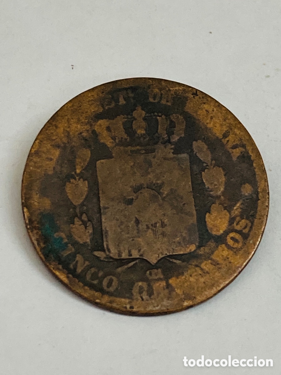 Monedas de Espa&ntilde;a: Moneda de 5 c&eacute;ntimos 1877 - Foto 2
