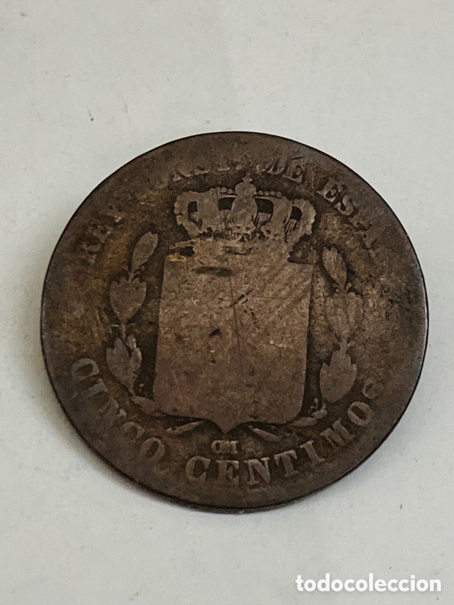 Monedas de Espa&ntilde;a: Moneda de 5 c&eacute;ntimos 1877 - Foto 2