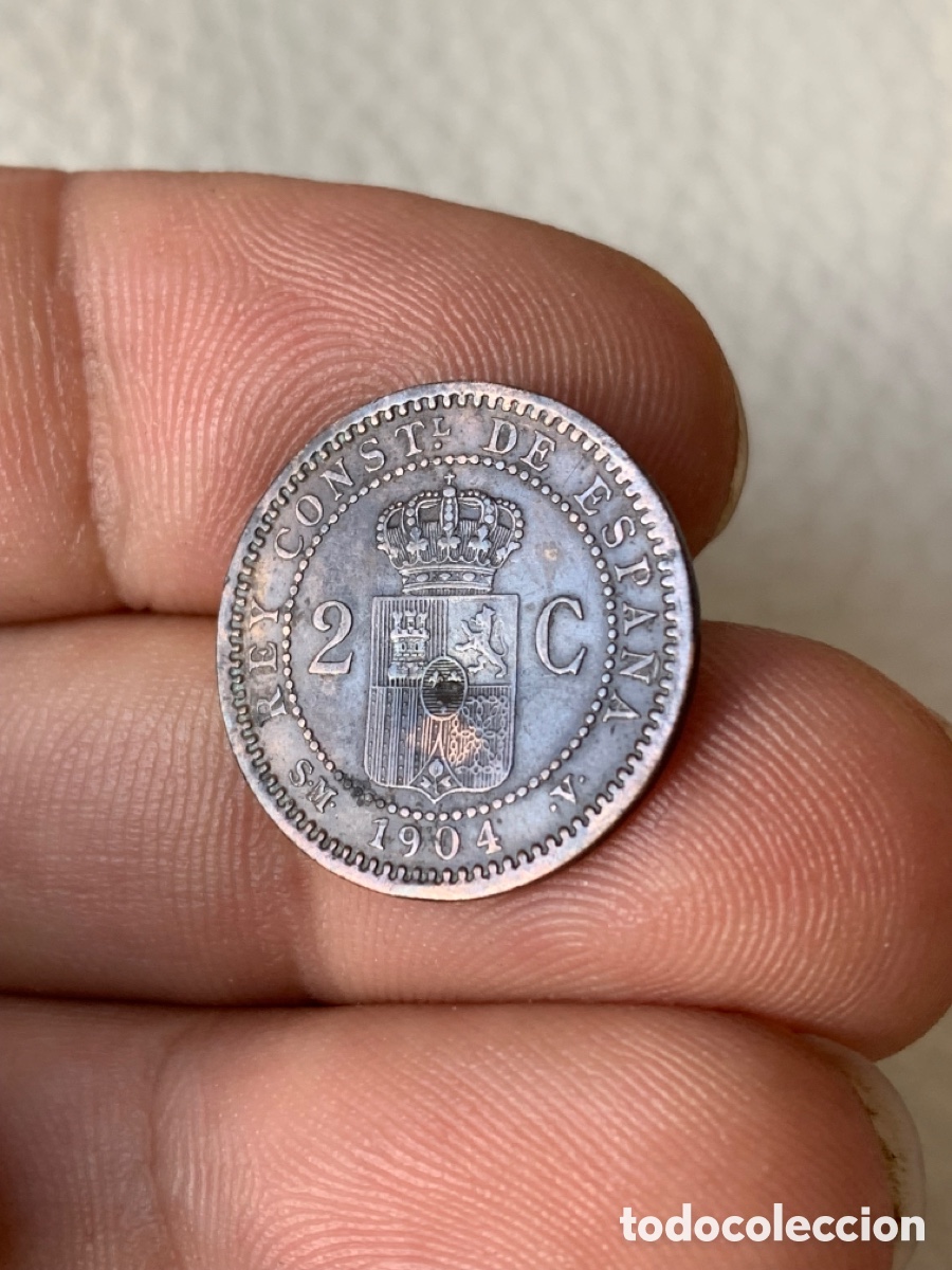 Monedas de Espa&ntilde;a: MONEDA DE 2 CENTIMOS ALFONSO XIII 1904 - Foto 2