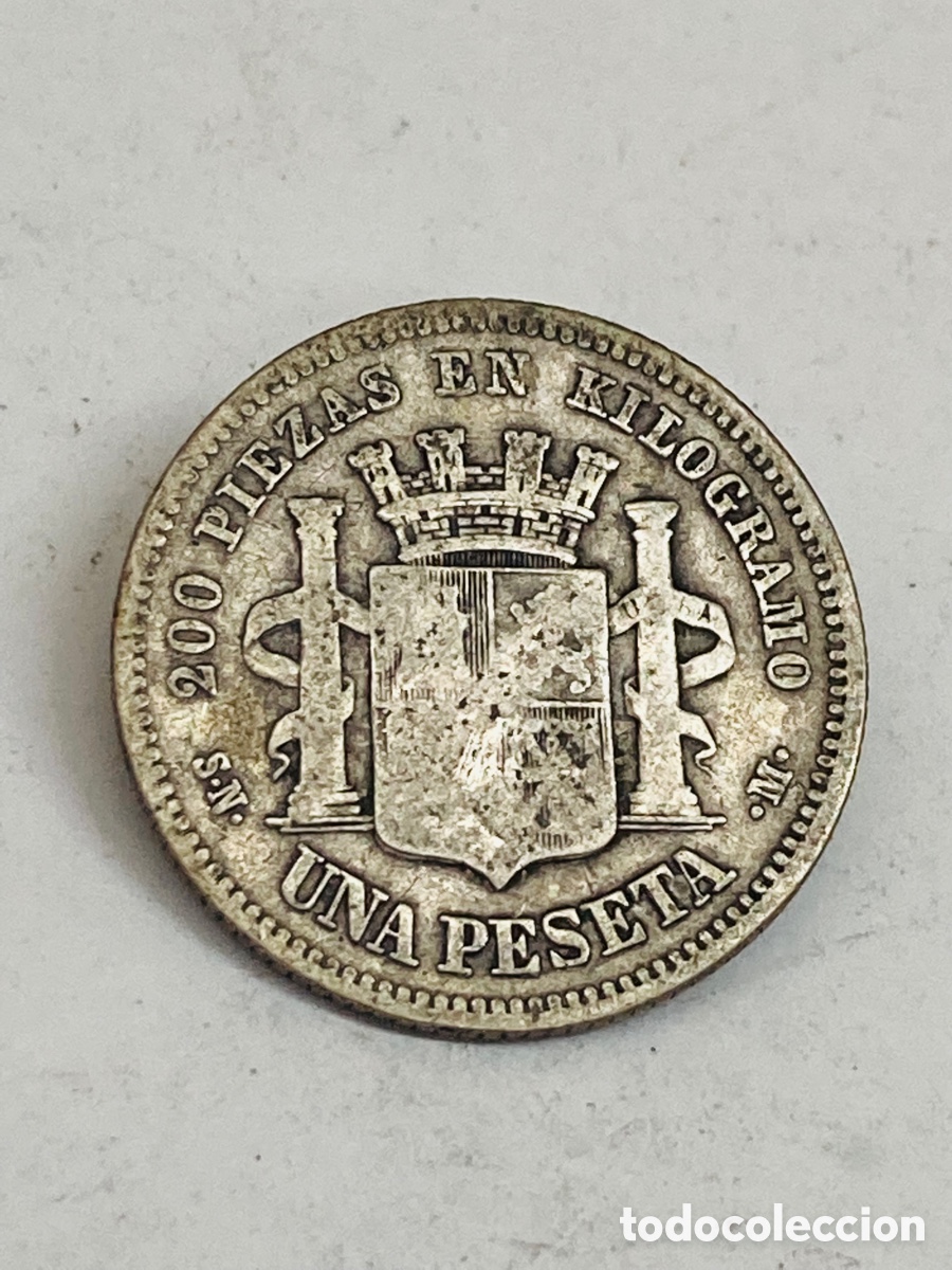 Monedas de Espa&ntilde;a: Moneda de plata una peseta 1869 - Foto 2