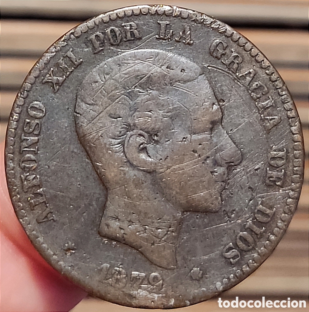 Monedas de Espa&ntilde;a: Ficha de Alfonso XII de 10 c&eacute;ntimos con DOS caras - Foto 2