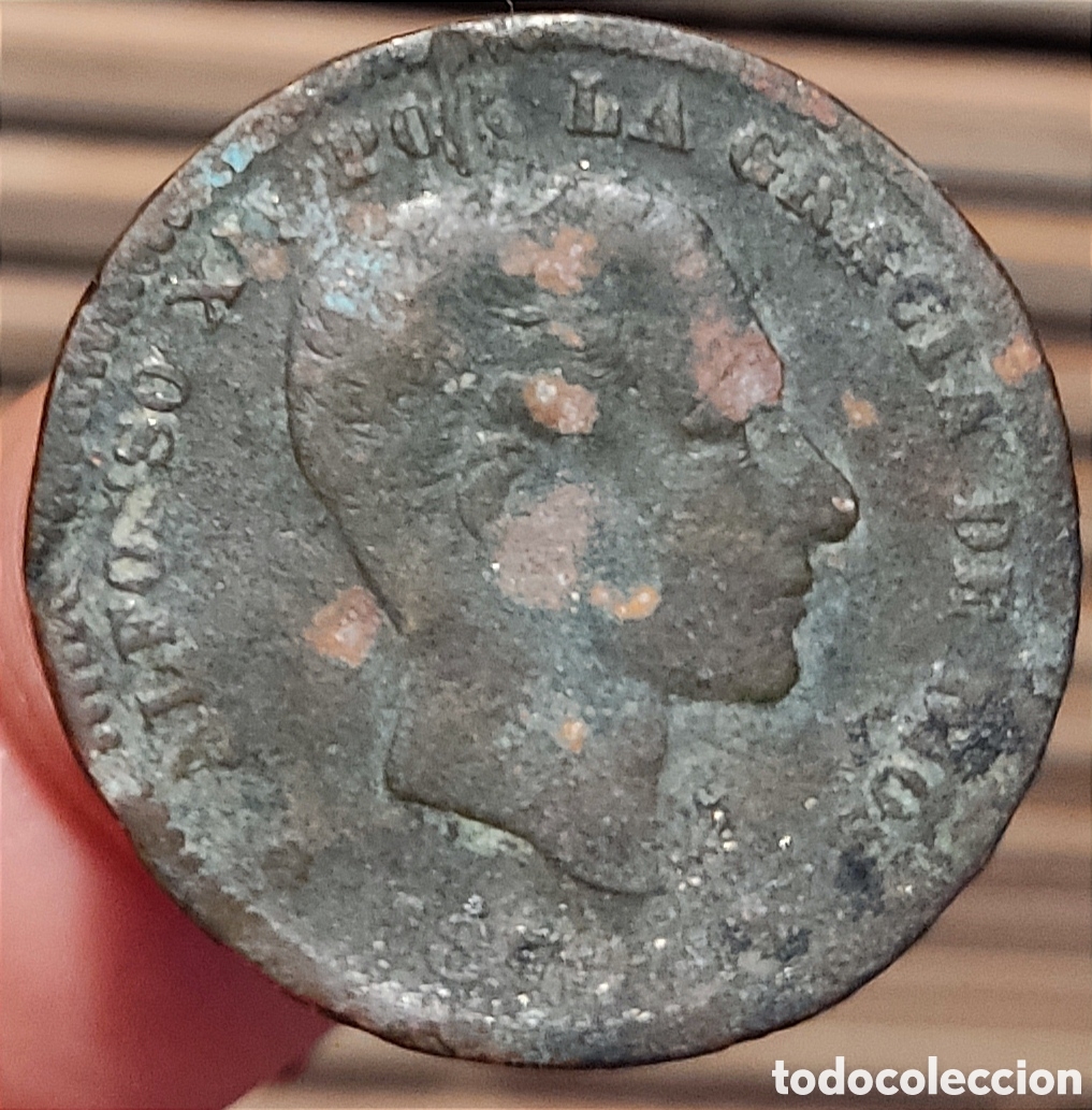 Monedas de Espa&ntilde;a: Ficha de Alfonso XII de 5 c&eacute;ntimos con DOS caras - Foto 1