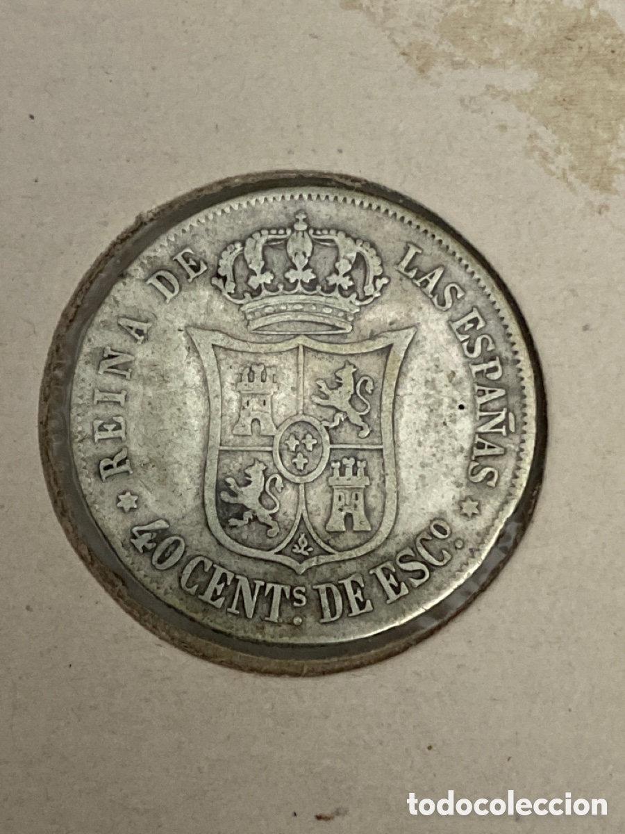 Monedas de Espa&ntilde;a: Isabel II moneda de plata 1866 40 c&eacute;ntimos - Foto 3