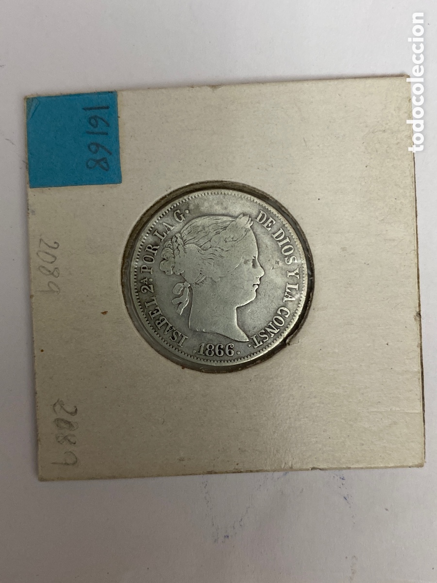 Monedas de Espa&ntilde;a: Isabel II moneda de plata 1866 40 c&eacute;ntimos - Foto 1