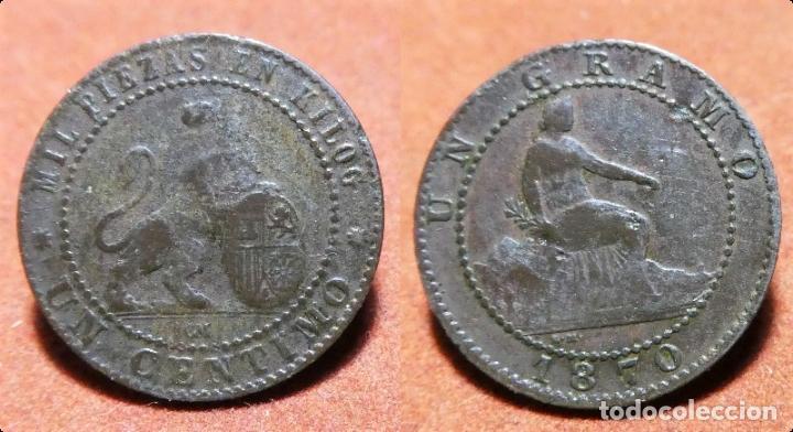 Monedas de Espa&ntilde;a: MONEDA DE 1 CENTIMO DEL GOBIERNO PROVISIONAL. 1870. - Foto 1
