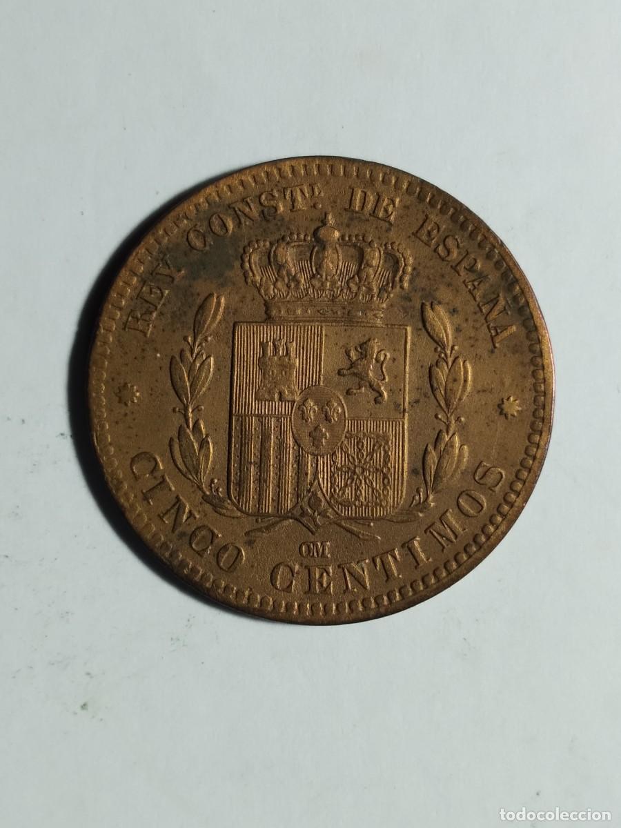 Monedas de Espa&ntilde;a: PRECIOSOS CINCO CENTIMOS ALFONSO XII 1877 - Foto 2