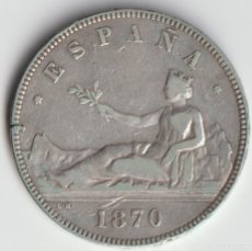 Monete da Spagna: MONEDA DE 5 PESETAS DE PLATA 1870 *70 SNM. Lote 374599824