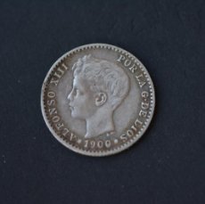 Monedas de España: MONEDA. 50 CÉNTIMOS PLATA ALFONSO XIII 1900 (*0-0) MBC. FALTA LIMPIAR.