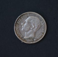Monedas de España: MONEDA. 50 CÉNTIMOS PLATA ALFONSO XII 1880 (*8-0) MBC. FALTA LIMPIAR.