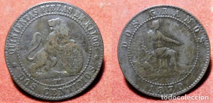 Monedas de Espa&ntilde;a: MONEDA DE 2 CENTIMOS DEL GOBIERNO PROVISIONAL. 1870. - Foto 1