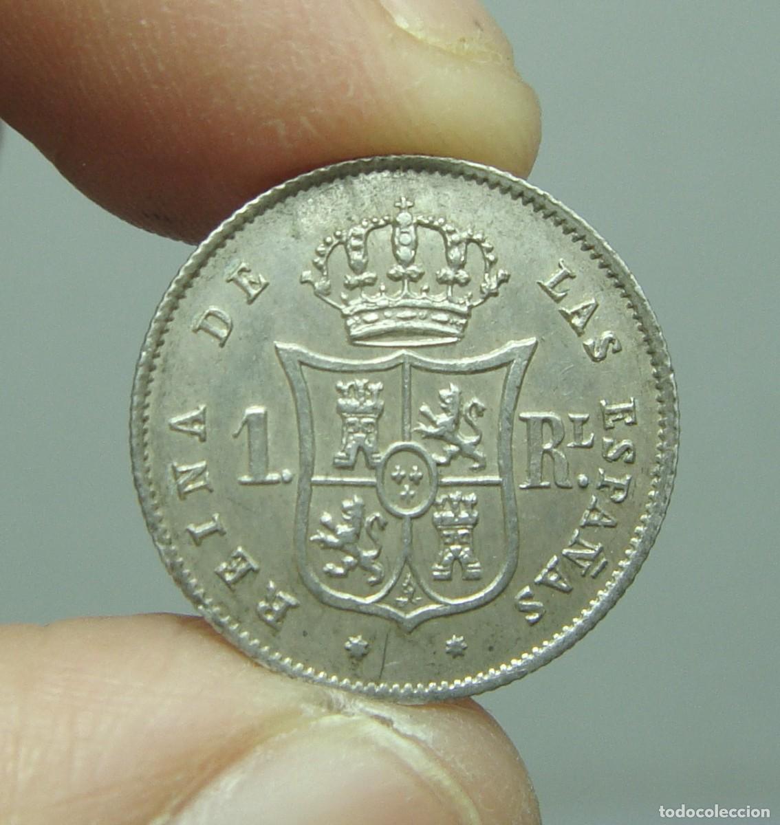 Monedas de Espa&ntilde;a: 1 Real. Plata. Isabel II. 1853. SC - Foto 2