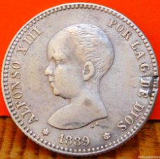 Monedas de España: ESPAÑA, PESETA, 1889*18*89 M.P.M. ALFONSO XIII. PLATA. ESCASA. (2053). Lote 380188379