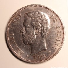 Monedas de España: S.XIX PLATA(0.900) - 1871*71 EBC+ MONEDA 5 PESETAS (DURO) - AMADEO I REY (Ø37MM/25GR.) ORIGINAL. Lote 380429879