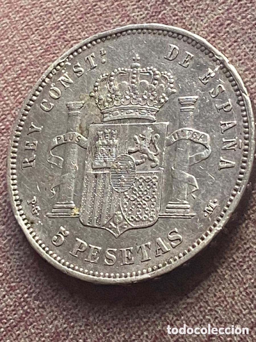 Monedas de Espa&ntilde;a: Moneda 5 pesetas 1892 PG M - Foto 2