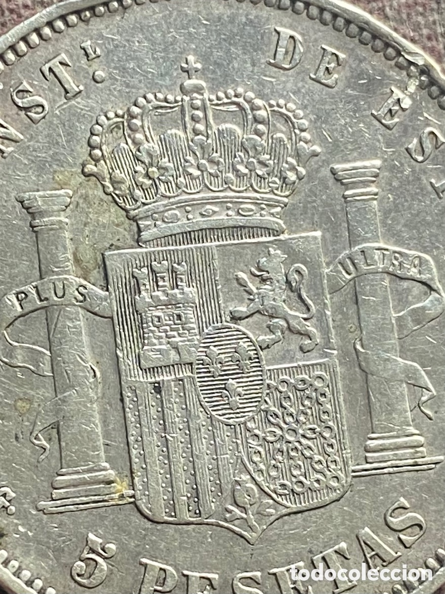 Monedas de Espa&ntilde;a: Moneda 5 pesetas 1892 PG M - Foto 3