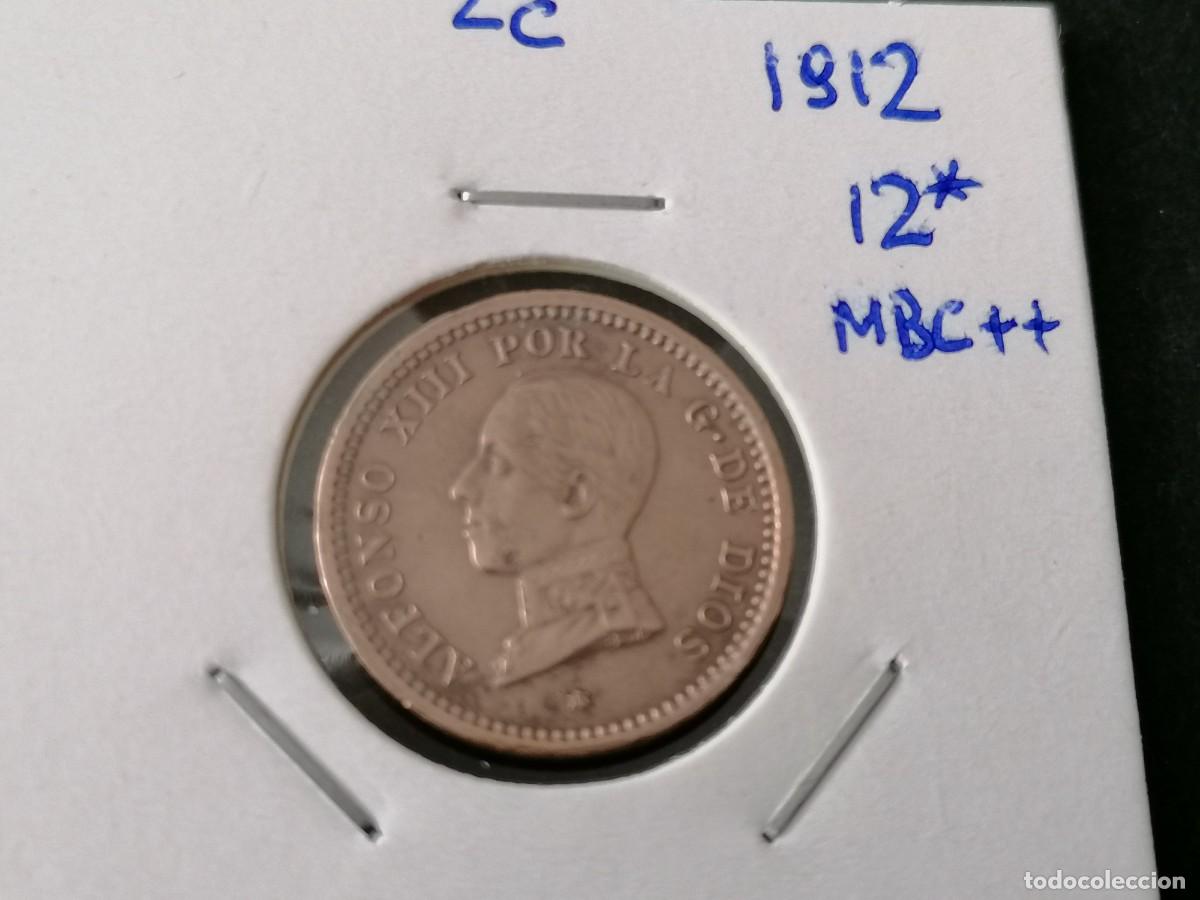 Monedas de Espa&ntilde;a: Moneda 2 c&eacute;ntimos, 1912, Espa&ntilde;a, MBC++, estrella 12 - Foto 1