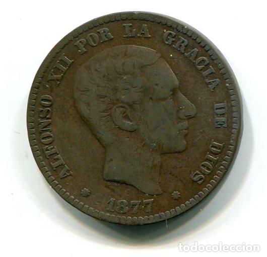 Monedas de Espa&ntilde;a: Espa&ntilde;a. Alfonso XII. Moneda de 10 c&eacute;ntimos de 1877 - Foto 1
