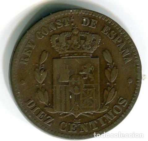 Monedas de Espa&ntilde;a: Espa&ntilde;a. Alfonso XII. Moneda de 10 c&eacute;ntimos de 1877 - Foto 2