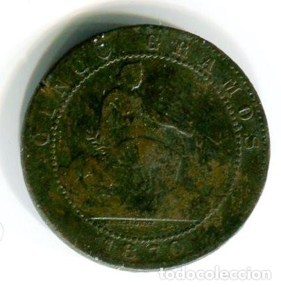 Monedas de Espa&ntilde;a: Espa&ntilde;a. Gobierno Provisional. Moneda de 5 c&eacute;ntimos de 1870 - Foto 2