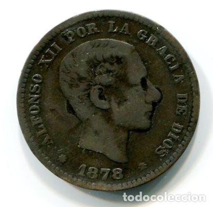 Monedas de Espa&ntilde;a: Espa&ntilde;a. Alfonso XII. Moneda de 5 c&eacute;ntimos de 1878 - Foto 1