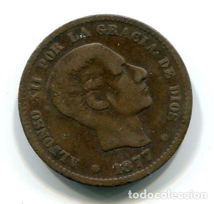 Monedas de Espa&ntilde;a: Espa&ntilde;a. Alfonso XII. Moneda de 5 c&eacute;ntimos de 1877 - Foto 1