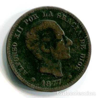 Monedas de Espa&ntilde;a: Espa&ntilde;a. Alfonso XII. Moneda de 5 c&eacute;ntimos de 1877 - Foto 1