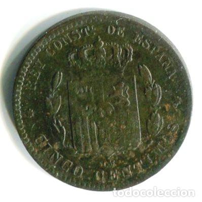 Monedas de Espa&ntilde;a: Espa&ntilde;a. Alfonso XII. Moneda de 5 c&eacute;ntimos de 1878 - Foto 2