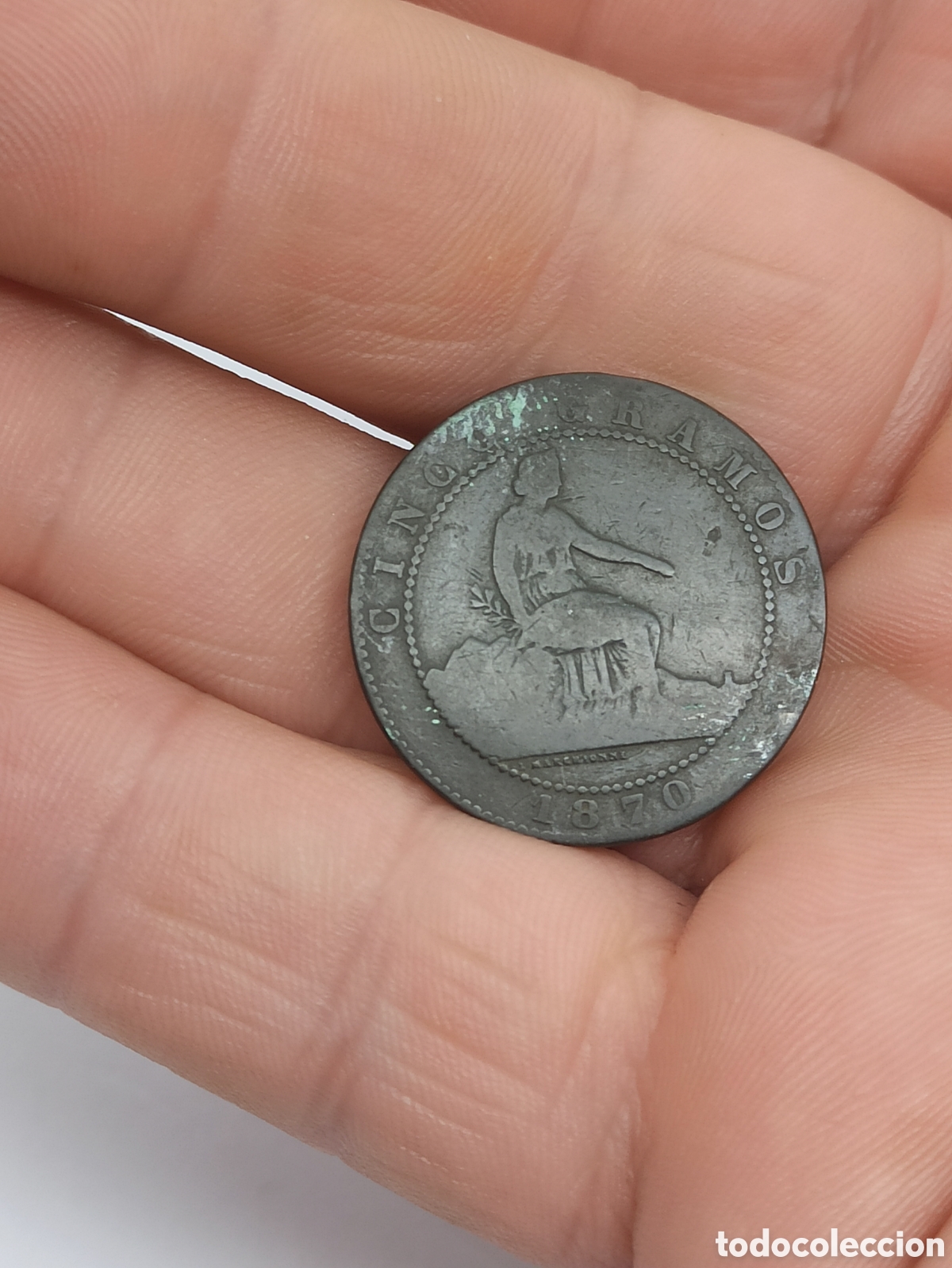 Monedas de Espa&ntilde;a: Moneda 5 c&eacute;ntimos 1870 Gobierno Provisional - Foto 2