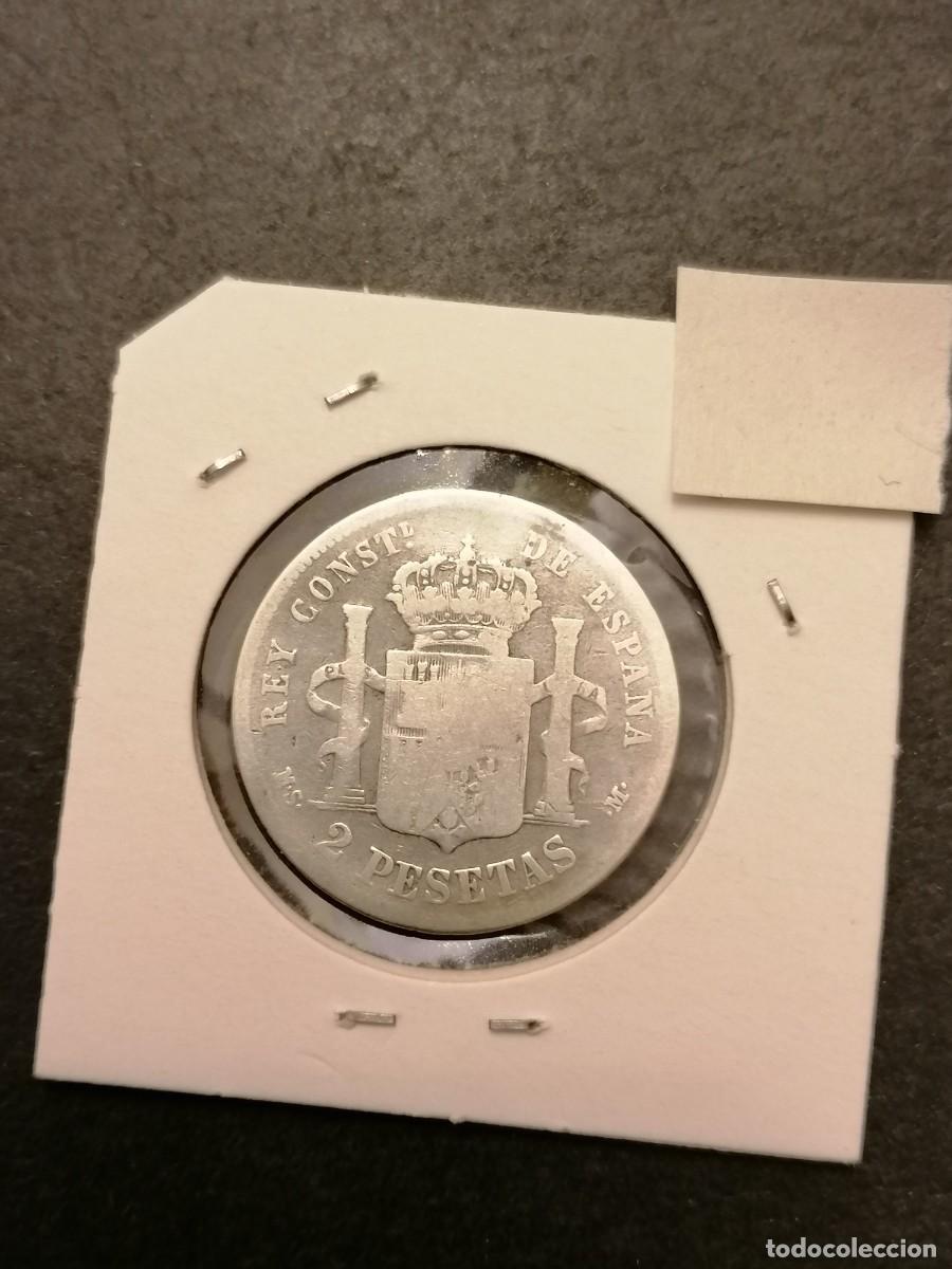 Monedas de Espa&ntilde;a: Plata ,Moneda 2 pesetas, 1882, Espa&ntilde;a, BC, - Foto 2
