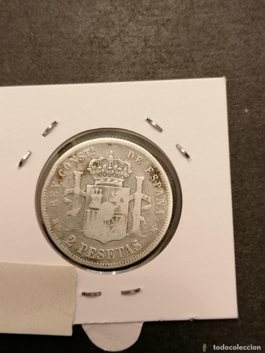 Monedas de Espa&ntilde;a: Plata ,Moneda 2 pesetas, 1881, Espa&ntilde;a, BC, - Foto 2