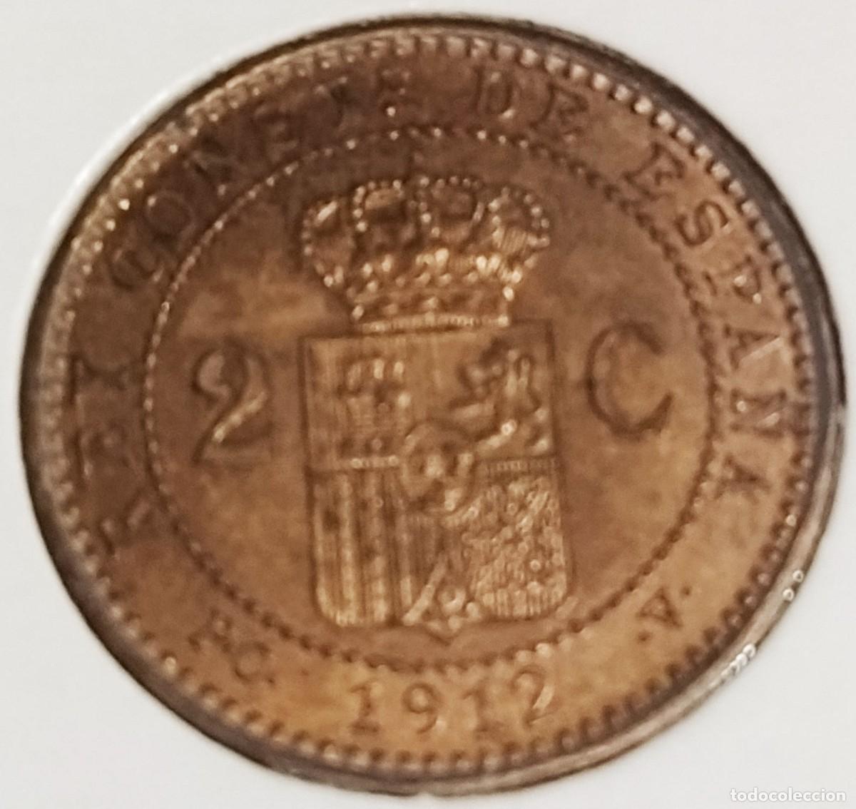 Monedas de Espa&ntilde;a: 2 C&Eacute;NTIMOS 1912*12 ALFONSO XIII SC - Foto 2