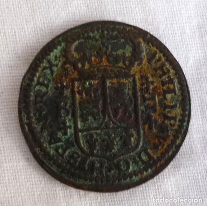Monedas de Espa&ntilde;a: Moneda Felipe V, dos 2 maravedies 1720 - Foto 5