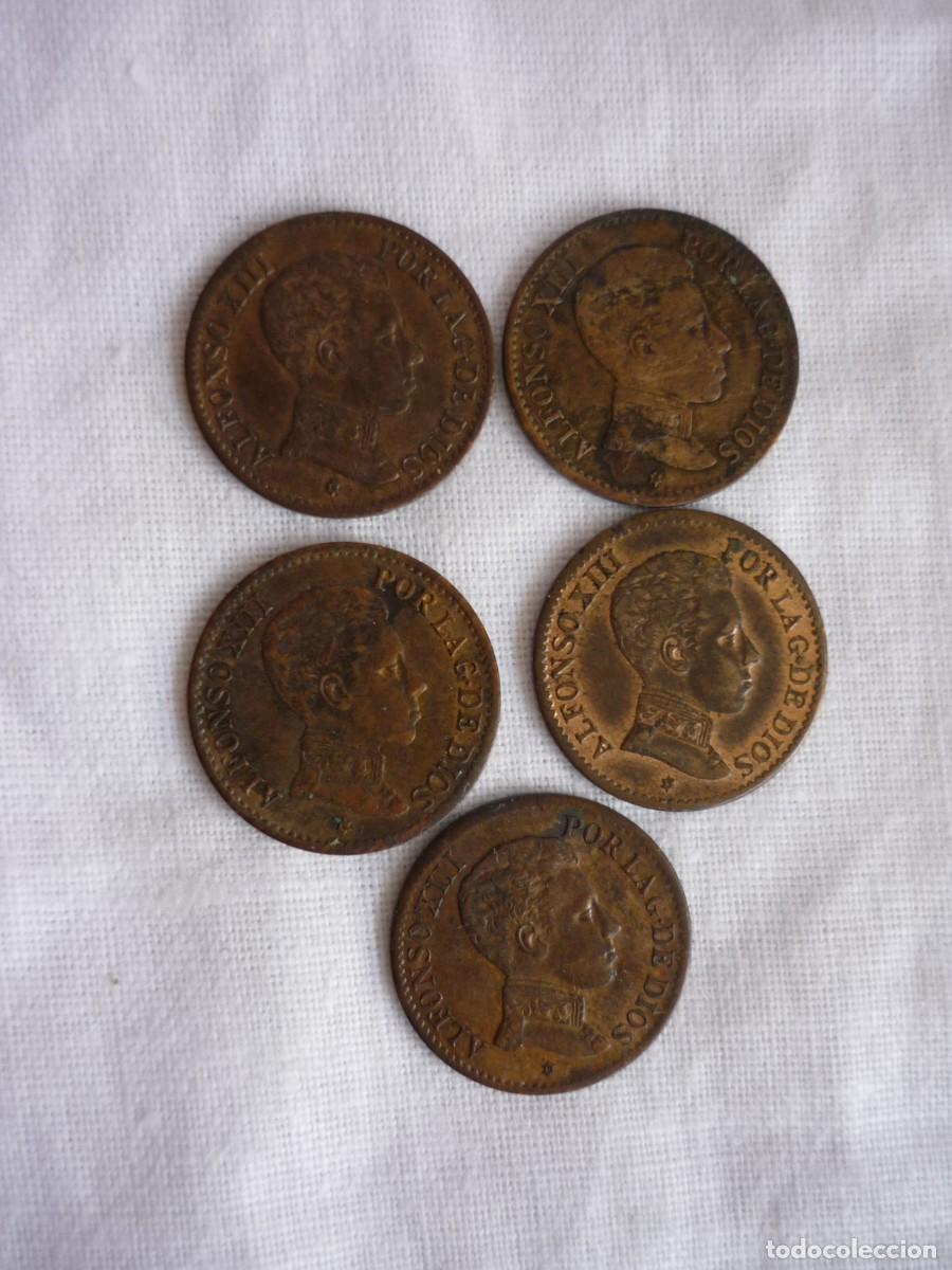 Monedas de Espa&ntilde;a: 5 monedas Alfonso XIII 1 c&eacute;ntimo 1906 - Foto 2