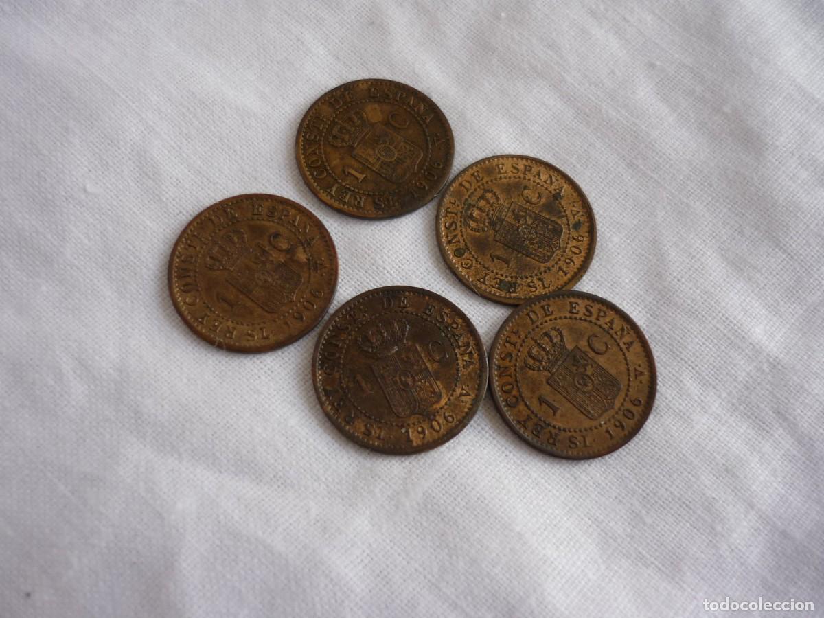 Monedas de Espa&ntilde;a: 5 monedas Alfonso XIII 1 c&eacute;ntimo 1906 - Foto 6