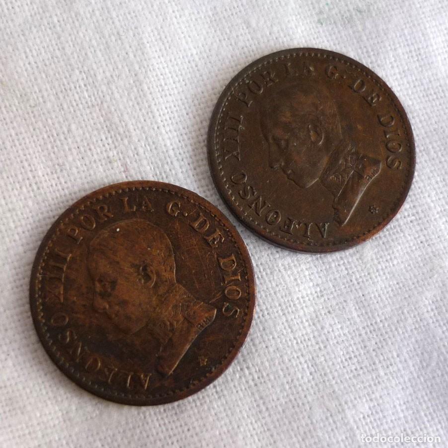Monedas de Espa&ntilde;a: 2 monedas Alfonso XIII 1 c&eacute;ntimo 1913 - Foto 1
