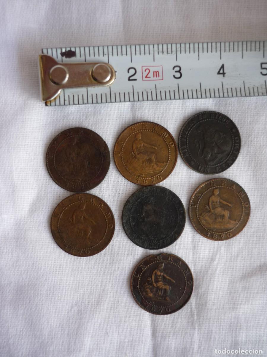 Monedas de Espa&ntilde;a: 7 monedas Gobierno Provisional, Primera Rep&uacute;blica, 1 c&eacute;ntimo - Foto 2
