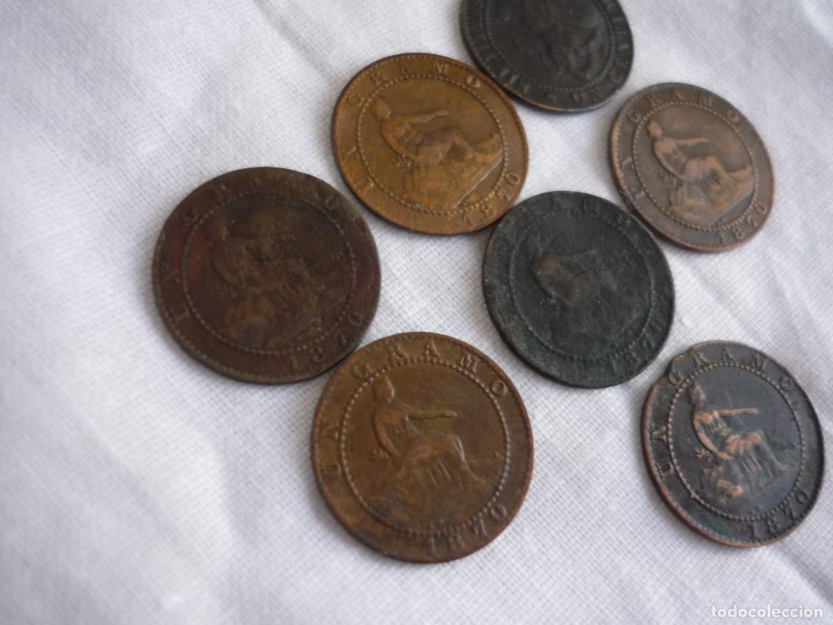 Monedas de Espa&ntilde;a: 7 monedas Gobierno Provisional, Primera Rep&uacute;blica, 1 c&eacute;ntimo - Foto 3