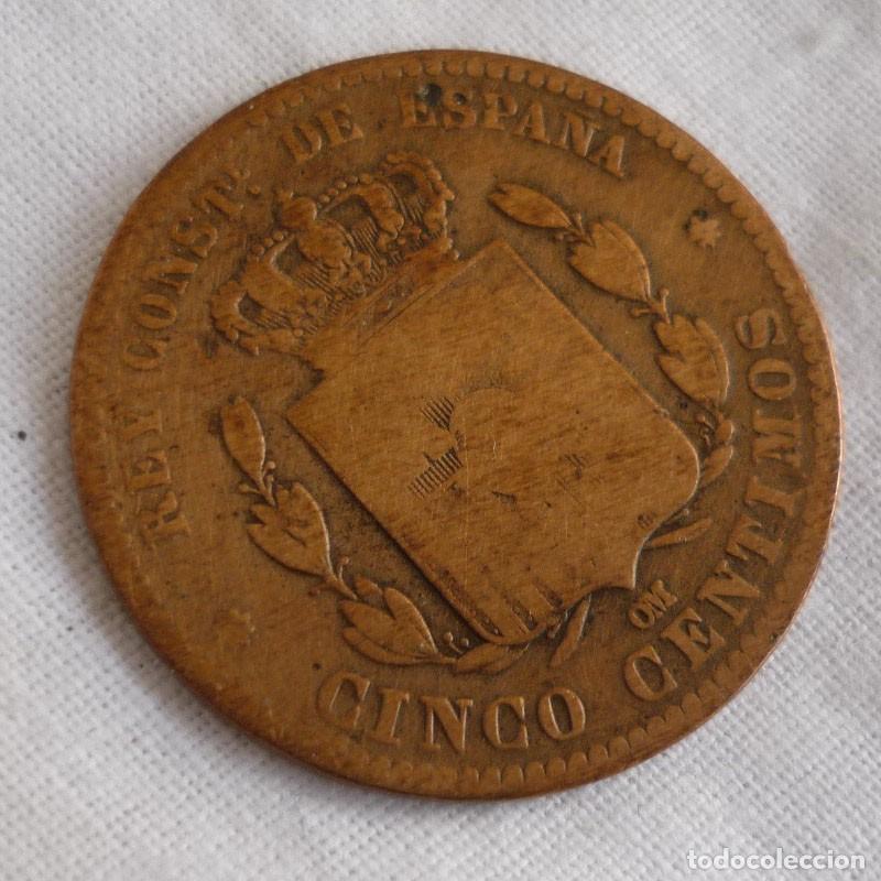 Monedas de Espa&ntilde;a: Moneda de 5 c&eacute;ntimos Alfonso XII 1878 - Foto 3